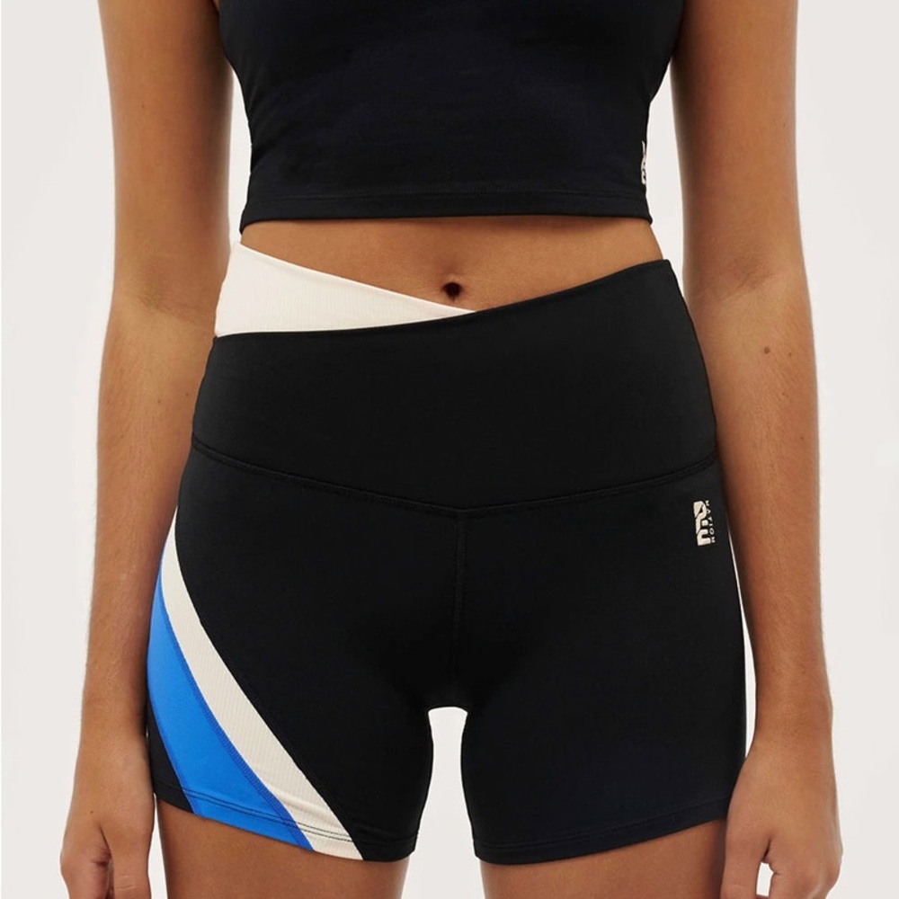 P.E Nation Day One Short in blue, black, & cream